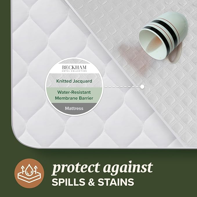 Beckham Hotel Collection Mattress Protector — Hotel-Grade Viscose Blend, Silent Waterproof Protection That Preserves Mattress Feel, Twin