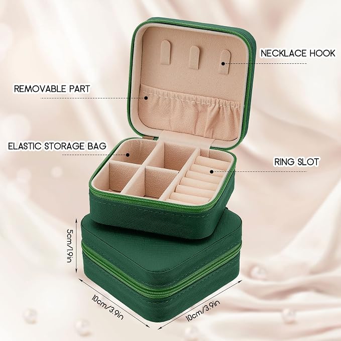 Taiyin Travel Jewelry Case, Bridesmaid Gifts Mini Jewelry Organizer, PU Leather Portable Earring Box for Women Girls - Image 2