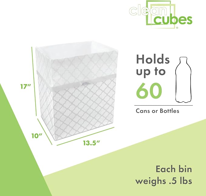 Clean Cubes 13 Gallon Disposable Pop-Up Trash Cans (3-Pack) with Fitted Bags – Foldable Garbage & Recycling Bins for Parties, Events & Kitchen (Trellis, 17" H x 13.5" W x 10" D) - Image 4