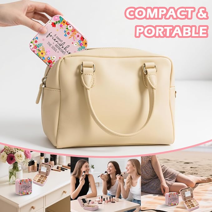 GAOLZIUY Friendship Gifts for Women, Friendship Travel Jewelry Box with Flowers, Portable Jewelry Organizer Case for Women Girls, Bestie Birthday Gifts for Soul Sister Best Friend BFF - Image 6