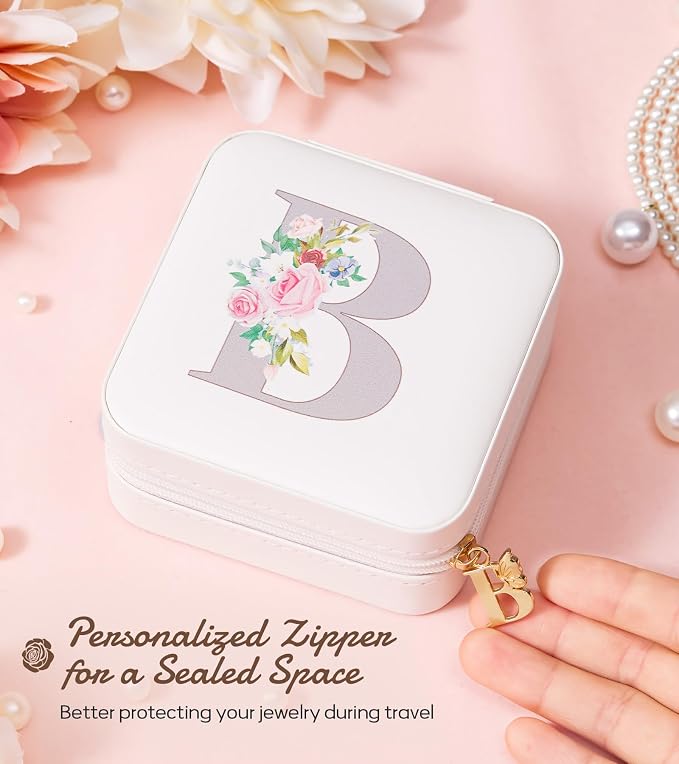 Enthralite Travel Jewelry Box for Girls: Traveling Jewelry Case Gift for Women - Mini Organizer for Necklaces Earrings White B - Image 3