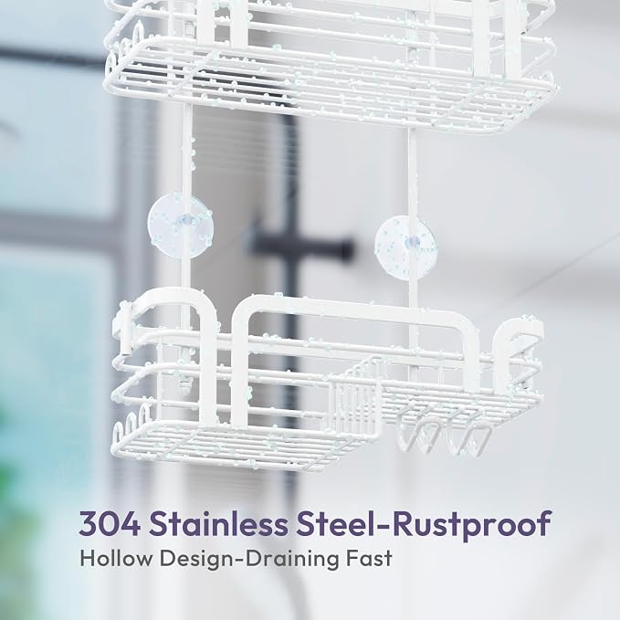 SWTYMIKI Shower Caddy Hanging Organizer - Over the Door Shower Caddy with Soap Holder, 11 Hooks, 2 Installation Ways, Stainless Steel Rustproof Bathroom Organizer, Black - Image 7