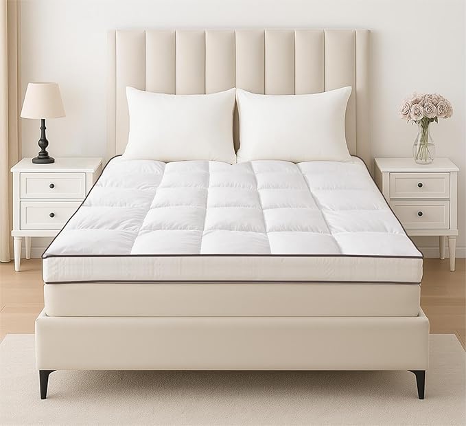 Memory Foam Full Mattress Topper, Bed Topper with 3 Inch Extra Thick Shredded Foam, 100% Cotton Mattress Pad Cover, Breathable & Skin-Friendly Full Size Mattress Topper with Anchor Straps