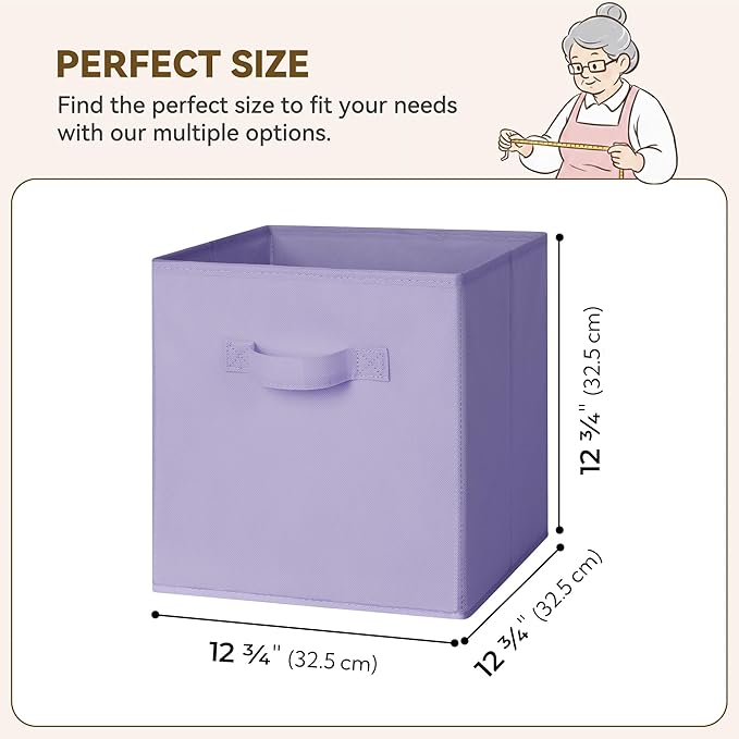 GRANNY SAYS Cube Storage Bins, 13 Inch Cube Storage Organizer, Fabric Storage Bins, Storage Cubes for Shelves, Closet, Purple Gradient, 6-Pack - Image 6