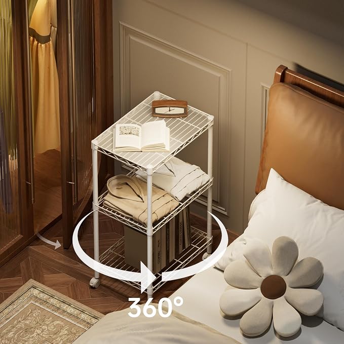 SINGAYE 3 Small Shelves Storage Shelf Wire Shelving Unit Metal Shelf Adjustable Organizers Storage Shelving with Wheels for Bathroom Laundry Room Kitchen Pantry11.5”D x 17.3”W x 30”H White - Image 6