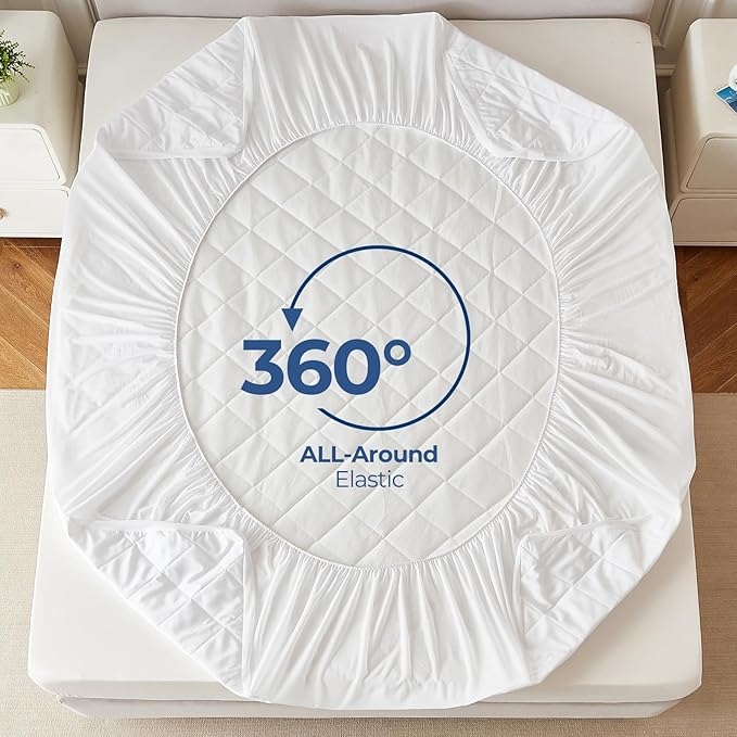 EXRUBY Twin Waterproof Mattress Pad - 100GSM Quilted Diamond Protector - 8-20" Deep Pocket Fitted Cover - Ideal for Kids & College Dorm Essentials - Noiseless