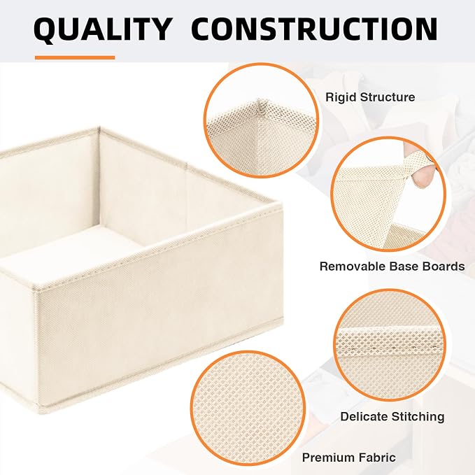Criusia Closet Drawer Organizer Clothes, 15 Pack Dresser Organizer for Baby Clothes, Fabric Drawer Dividers for Nursery Bedroom (Beige) - Image 6