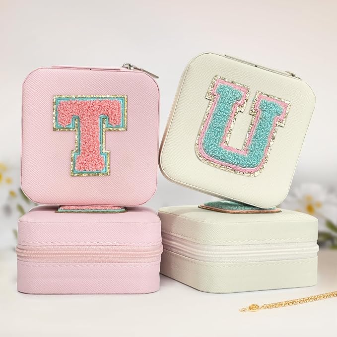 SANDJEST Personalized Jewelry Box, White Travel Jewelry Box with Initial U, Small Monogrammed Jewelry Case Organizer for Girls Women Teen Kids, Mini Travel Essentials Gifts for Birthday Christmas - Image 6