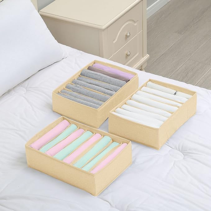 Qozary 4 Pack Drawer Organizers for Clothing, 8 Grids Foldable Closet Organizers and Storage Bins for Bedroom, Dresser Organizer Boxes for Thin T-shirts, Tank Tops - Image 5