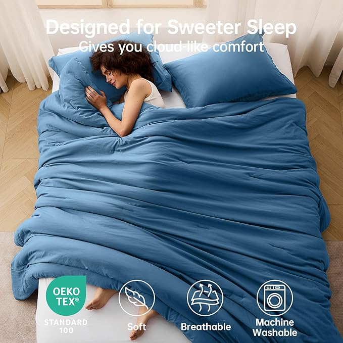 MUXHOMO Full Comforter Sets, All Season Ultra Soft Down Alternative Bedding - 3 Piece Lightweight Bed Set Includes 1 Comforter (82"x86") and 2 Pillow Shams (20"x26"), Teal