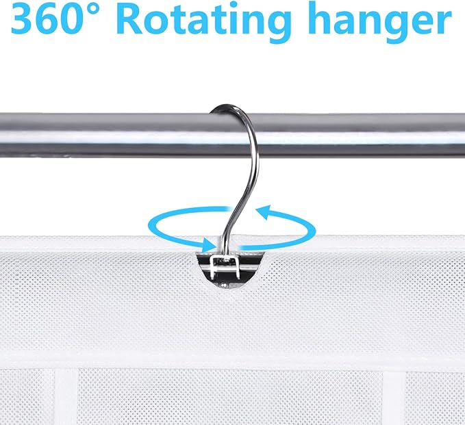 MISSLO 30 Large Pockets Dual Sided Hanging Baby Shoe Organizer for Closet with Rotating Hanger Hanging Shoe Shelves, White - Image 4