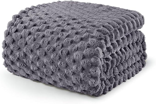Exclusivo Mezcla Fleece Queen Blanket for Bed, Extra Large Fuzzy Dark Grey Bed Blankets, Soft Cozy Plush Sofa Throws for All Seasons, 90x90 Inches