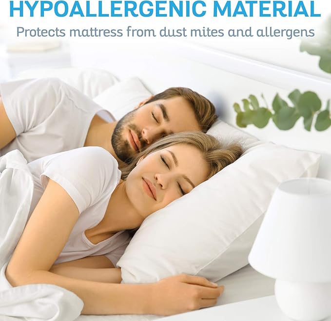 Sures Waterproof Mattress Protector - California King Size Bedsheet - Fitted Machine Washable Bed Sheet -Vinyl Free Bedwetting Cover Pad - for Kids, Adult, Elderly