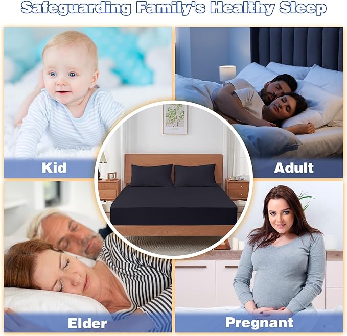 Queen Mattress Protector, Waterproof Mattress Cover with 18" Deep Pocket Bed Cover, Fitted Sheet Style Noiseless Breathable Machine Washable, Black (60'' X 80'')