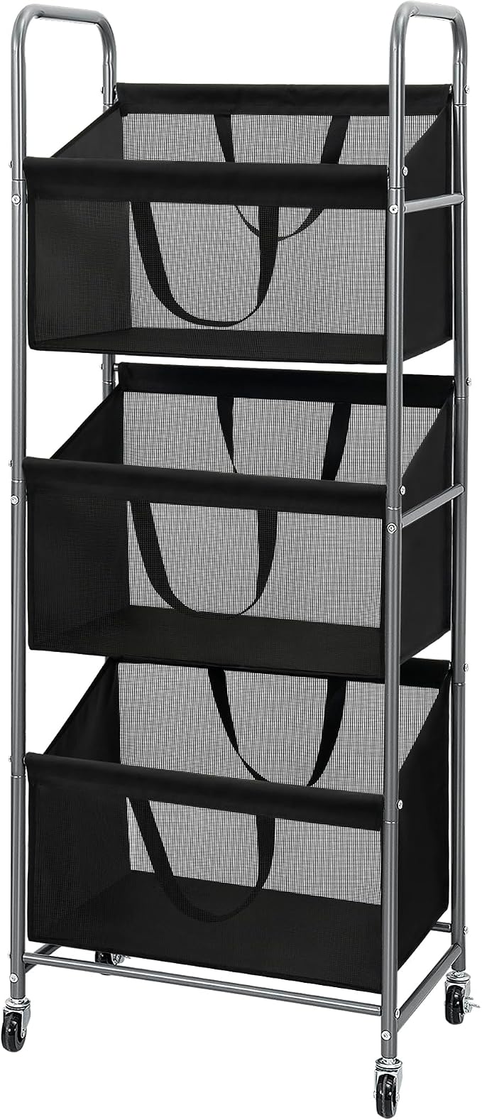 STO STO 3-Tier Vertical Rolling Laundry Hamper with Removable Bags, 120L Stackable Laundry Sorter Basket, Clothes Hamper with Wheels for Small Spaces, Closet, Bedroom, Bathroom, Laundry Room, Black by STOSTO