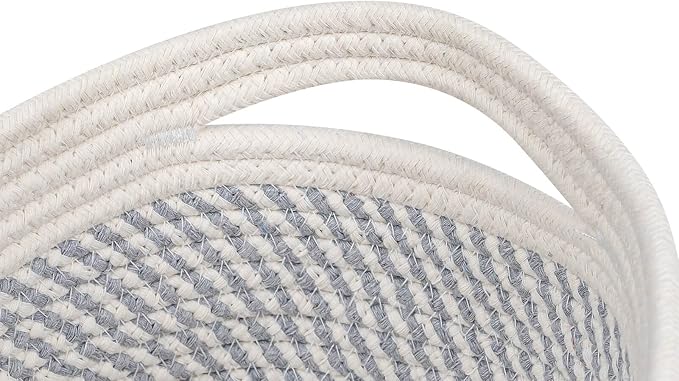 CubesLand Small Baskets, Storage Baskets for Organizing Shelves, Rectangular Woven Storage Basket Natural Cotton Rope Bins Closet Baby Nursery Empty Gifts Basket Off White/Mixed Gray - Image 5