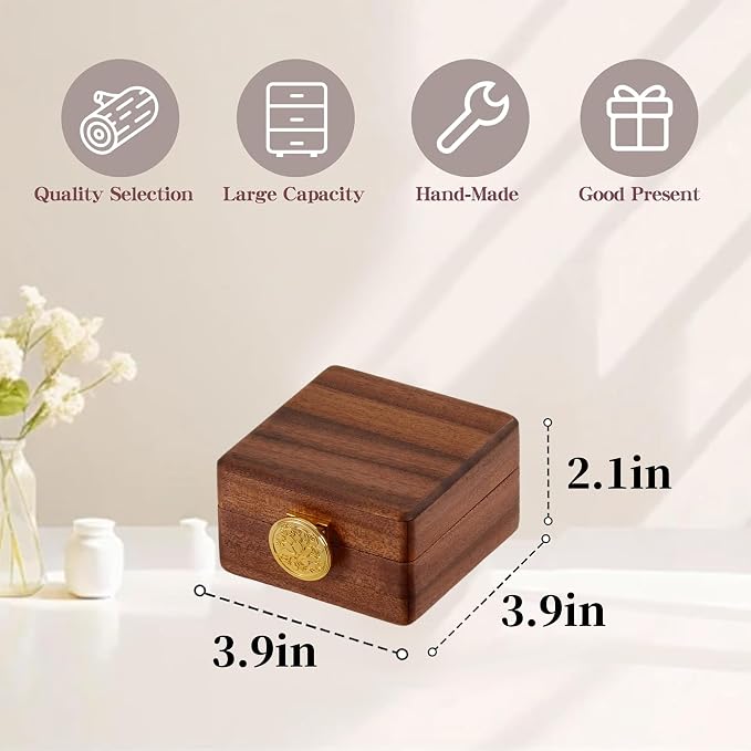 Travel Jewelry Case Wood Small Jewelry Box for Women Wood Jewelry Organizer Storage Holder For Earrings Rings Necklaces Velvet Wooden Jewelry Box With Lock - Image 2