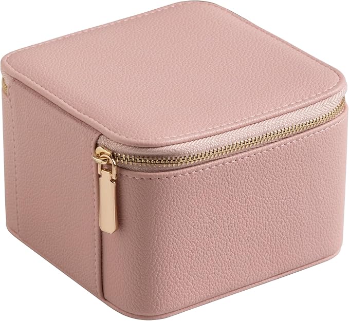 Frebeauty Small Travel Jewelry Box,Travel Jewelry Case with 6 Pouch Bags,Portable Travel Jewelry Organizer,Mini Jewelry Storage,3.35 x 4.9 x 4.8 Inches,Gift Idea for Women Girls(Pink) - Image 6