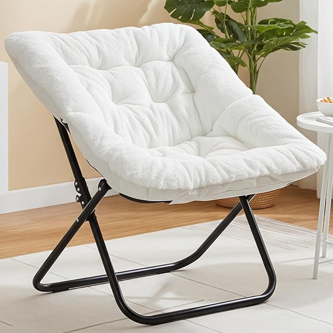 Sweetcrispy Comfy Chair for Adults, Foldable Living Room Chair, Soft Faux Fur Lounge for Bedroom Dorm Rooms, Comfortable Reading Chair for Teens, X-Large