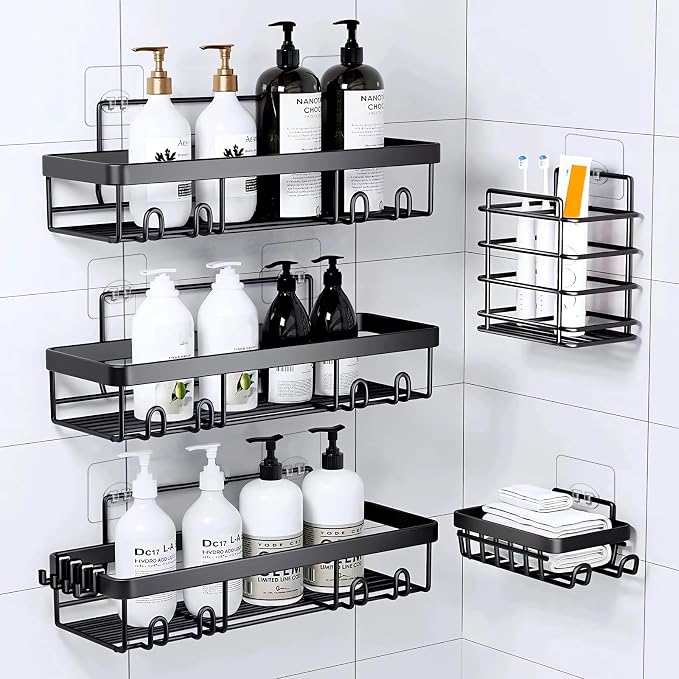 Shower Caddy Adhesive Single Hooks for Replacement, Shower Holder Organizer Self Adhesive Wall Hooks for Bathroom Corner Shelf Basket Soap Dish (Transparent-14Pack 1 Hooks) - Image 6