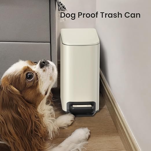 Cesun Small Bathroom Trash Can with Lid Soft Close, Step Pedal, 6 Liter / 1.6 Gallon Stainless Steel Garbage Can with Removable Inner Bucket, Anti-Fingerprint Finish (Creamy White) - Image 7