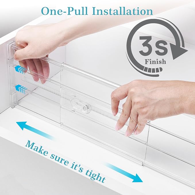 Vtopmart 10 Pack 6" Tall Upgrade Drawer Dividers for Big and Deep Drawer, 12.8"-22.3" Adjustable Expandable Dresser Drawer Organizer, Clear Plastic Separators for Dresser, Baby Supplies, Kitchenware - Image 6