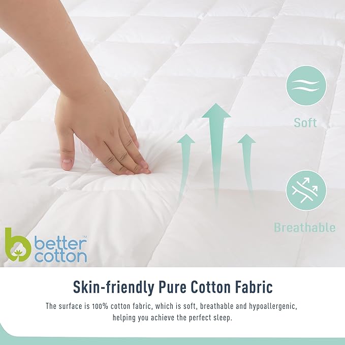 Full Size Mattress Protector Waterproof Quilted Mattress Cover Cotton Mattress Pad Cover Extra Deep Pocket 18-22" Thin Version Hypoallergenic & Soft