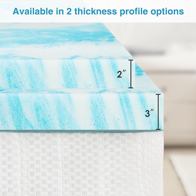Mattress Topper, Twin Size Cooling Memory Foam Bed Toppers, 2 Inch Soft Mattress Pads for Sleeper Sofa, RV, Camper, CertiPUR-US Certified
