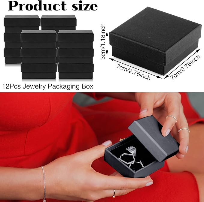 WSICSE 12pcs Jewelry Gift Boxes Small Gift Boxes for Necklace Ring Earring Jewelry Storage Box Cotton Filled Earring Boxes Gift Jewelry Organizer for Valentine's Day, Mother's Day - Image 2