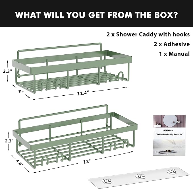 Moforoco Shower Caddy Shelf Organizer Rack, Self Adhesive Black Bathroom Shelves Basket, Home Farmhouse Wall Inside Organization and Storage Decor Rv Accessories, First Camper Apartment Essentials - Image 6