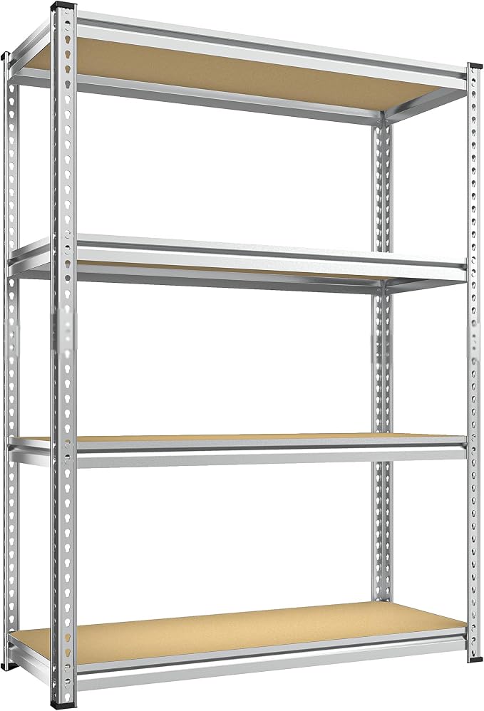REIBII Storage Shelves Adjustable Metal Shelving 1600LBS Garage Shelves Industrial Metal Shelves 4 Tier Garage Shelving for Pantry Closet Kitchen Basement, Sliver, 11.8" D x 23.6" W x 56.7" H by REIBII