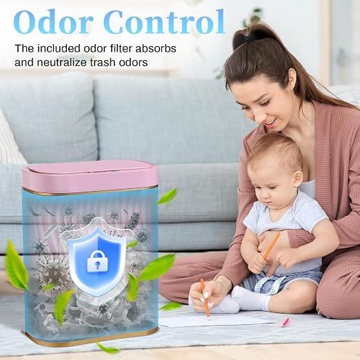 Ogikey Bathroom Small Trash Can with Automatic Touchless Lid, 2.6 Gallon Smart Garbage Can Narrow Waterproof Trash Bin for Bedroom, Office, Living Room - Image 4