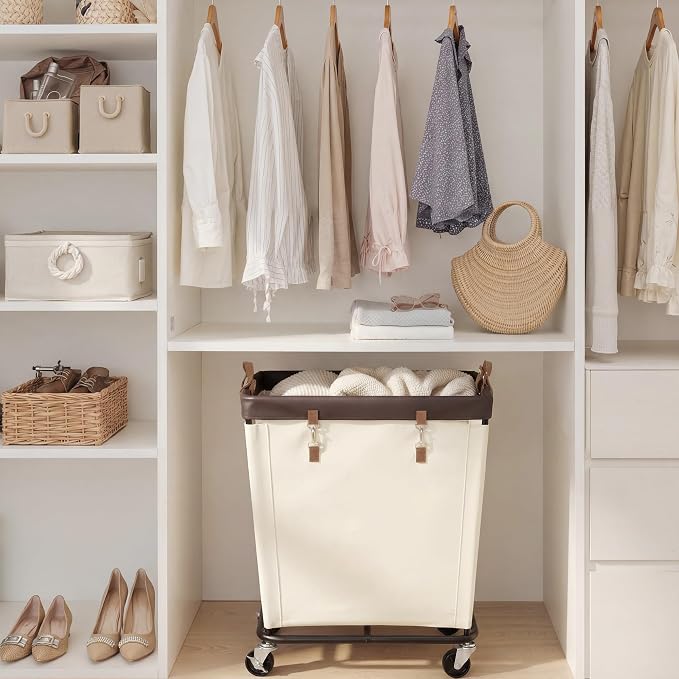 StorageWorks 210L Laundry Basket with Wheels, Extra Large Rolling Hampers for Clothing Organizer, Dirty Clothes Basket for Hotel, Home, Closet, Dorm, Beige - Image 6
