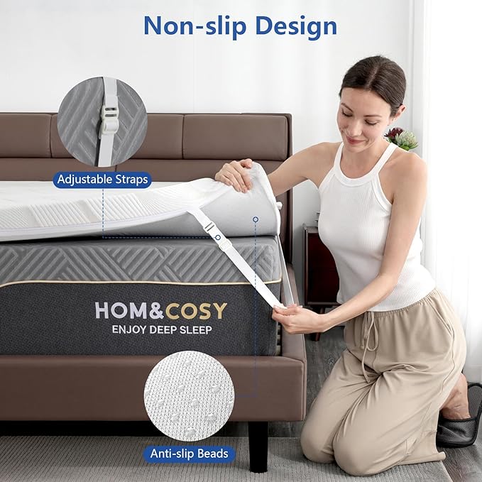 Extra Firm Mattress Topper Short King Size 3 Inch, Cooling Gel+Bamboo High Density Support Mattress Topper with Removable Cover, Bed Topper for Pain Relief CertiPUR-US, 71''x74''