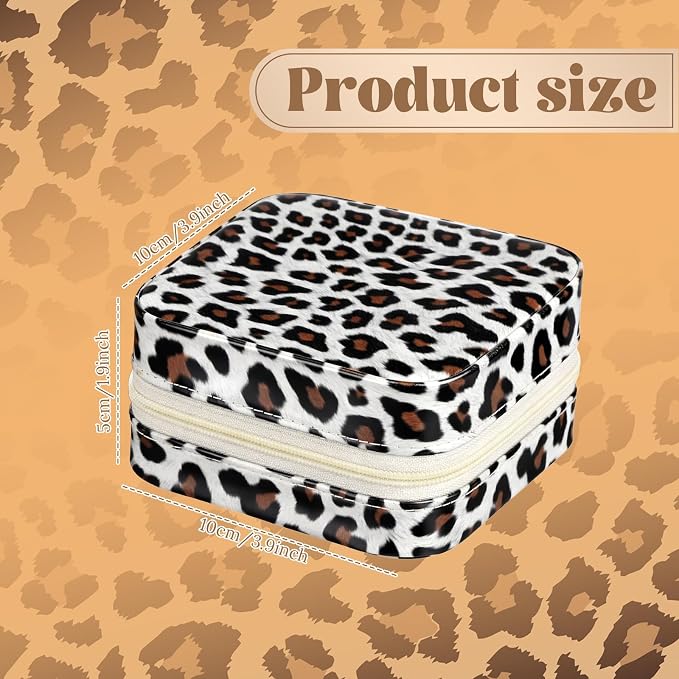 Nosiny 2 Pack Travel Jewelry Case with Mirror Small Laser Jewelry Box Organizer Gifts for Mother's Day Women Rings Earrings(Leopard Print) - Image 2