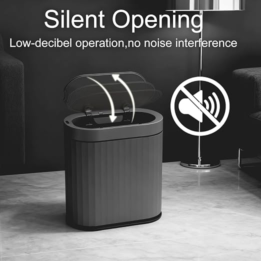 ELPHECO Bathroom Motion Sensor Trash can, 2 Gallon Automatic Garbage Can, Slim Plastic Smart Trash Can with Lid, Commercial Intelligent Trash Bin for Bedroom, Bathroom, Office, Cement Grey Black - Image 5