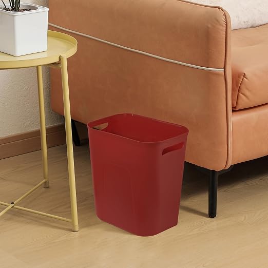 UUJOLY Plastic Small Trash Can Wastebasket, Garbage Container Basket for Bathrooms, Laundry Room, Kitchens, Offices, Kids Rooms, Dorms, 3.5 Gallon, Red - Image 3