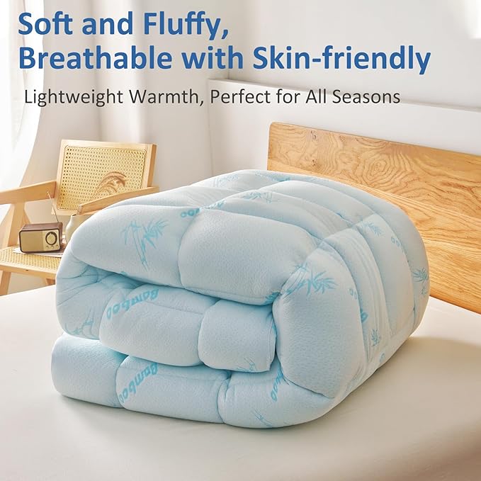 Favorland Mattress Topper King Size - Cooling Extra Thick Breathable Viscose Made from Bamboo Mattress pad - Soft Quilted Fitted Mattress Cover with 900 GSM Down Alternative Fill (8-21”Deep Pocket)