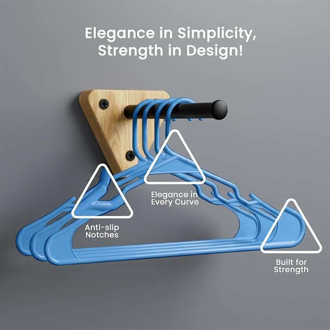 Utopia Home Plastic Hangers 50 Pack - Perfect Space Saving Clothes Hanger - Durable and Strong - Perfect Closet Organizers with Shoulder Grooves (Blue) - Image 5