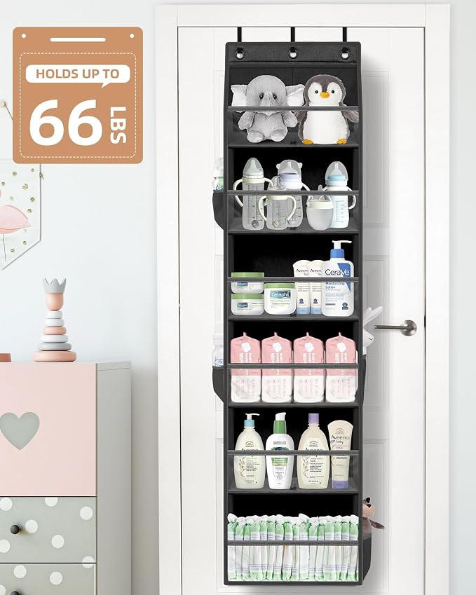 STORAGE MANIAC Over the Door Organizer Large Capacity Hanging Organizer, Clear Deep Pockets Behind Door Closet Organizer and Storage for Nursery, Bathroom, Bedroom, Pantry, 1 Pack Black - Image 6