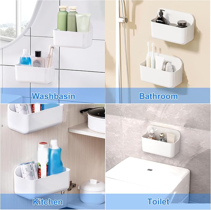 2pc Clear Wall Mount Organizer, Adhesive Cabinet Door Organizer,Self Adhesive Organizer for Wall,Shower Caddy No Drilling Hang Walls for Bathroom, Kitchen, Living Room - Image 5