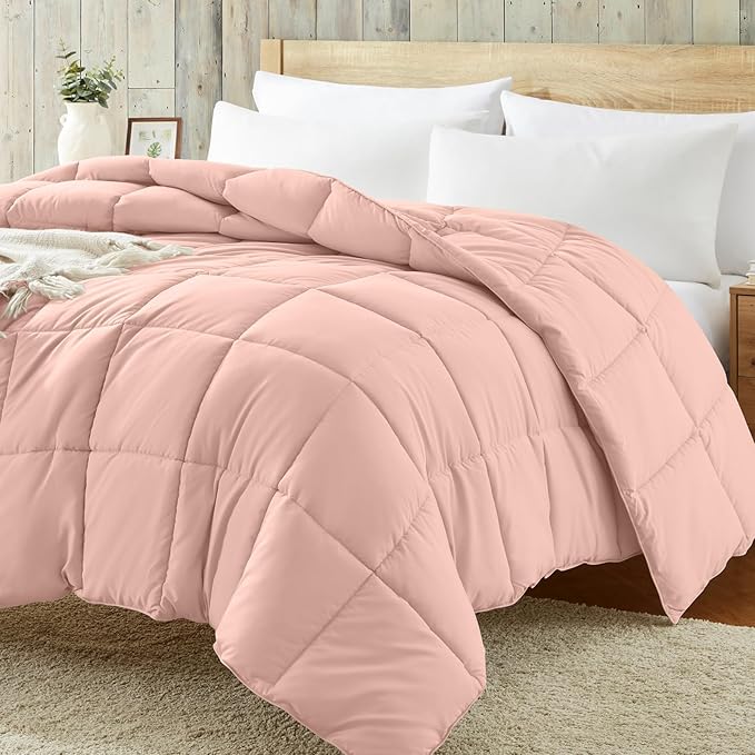 Homelike Moment Comforter King Size - Pink Duvet Insert Down Alternative Bed King Comforter, Lightweight Bedding Comforters Quilted Soft All Season Pink
