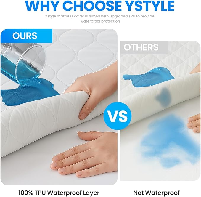 Waterproof Mattress Protector,Full Mattress Protector Fitted Up to 16" Deep Pocket, Soft Breathable Bed Mattress Cover for Bedroom,Doom Room Machine Washable,(White)