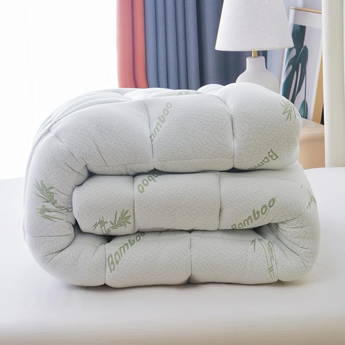 oaskys Mattress Topper King Size - Cooling Extra Thick Breathable Viscose Made from Bamboo Mattress pad - Soft Quilted Fitted Mattress Cover with Down Alternative Fill (8-21”Deep Pocket)