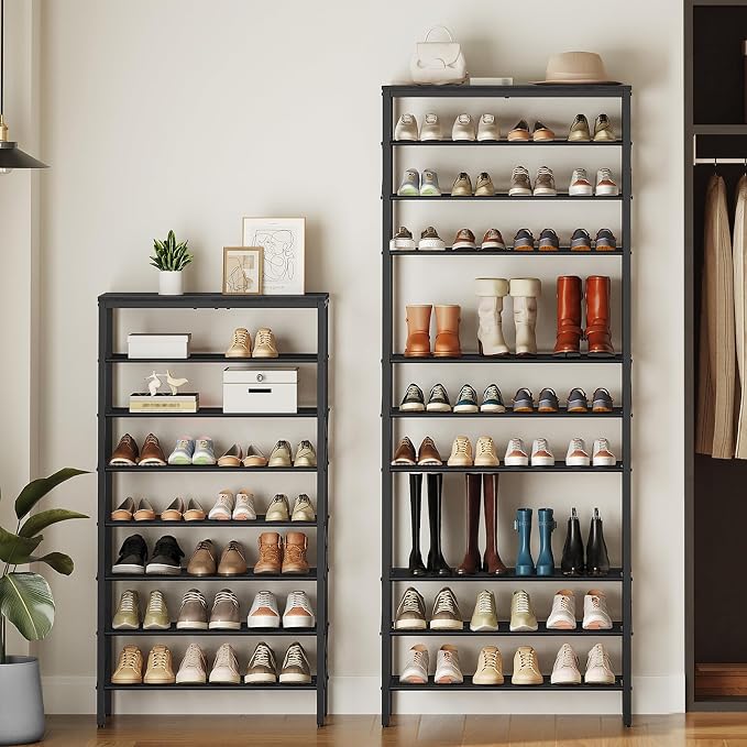 YATINEY 12 Tier Shoe Rack, Large Capacity Shoe Storage Organizer Holds 48 Pairs, Sturdy and Stable, for Entryway, Hallway, Closet, Dorm Room, Black SS12BB - Image 8
