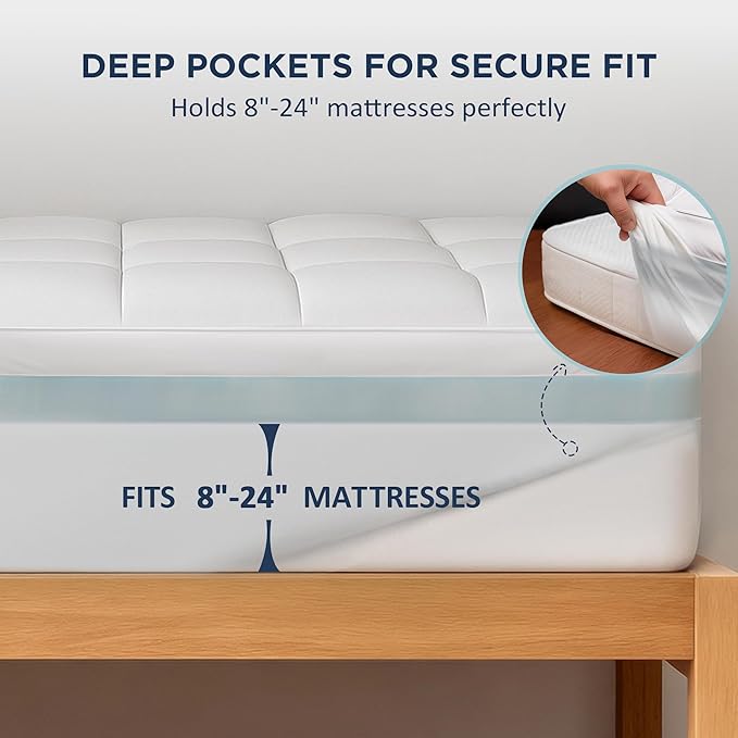 Dual Layer 4 Inch Memory Foam Twin XL Mattress Topper for College Dorm, 2 Inch Cooling Gel Memory Foam and 2 Inch Down Alternative Pillow Top Mattress Pad Cover 8-24 Inch Deep Pocket