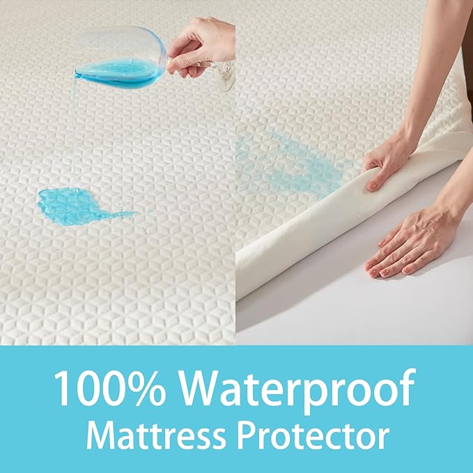 BedTreat Waterproof Mattress Protector Mattress Cover Full Size Bed Cooling Mattress Protector White Mattress Pad Breathable Noiseless Washable Bed Mattress Cover 3D Air Fabric