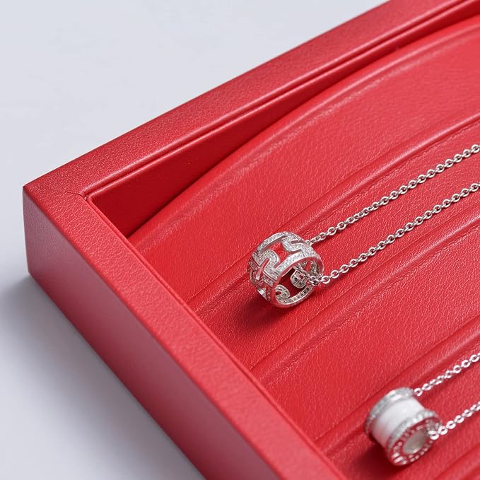 Oirlv Luxury Leather Necklace Bracelet Organizer Tray with Acrylic Lid Jewelry Display Case Drawer Insert Jewelry Organizer for women - Image 6