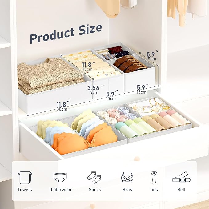 DIMJ Drawer Organizer Clothes Storage - 26 Pack Baby Dresser Organizer for Nursery, Foldable Closet Drawer Organizer Bins for Bedroom Organization, Fabric Storage Dividers for Socks, Underwears, Bras - Image 2