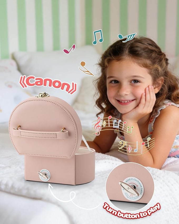 Vlando Musical Jewelry Box for Girls, Small Kid Music Box with Ballerina for Birthday Bedroom Decor, Gifts for Girls Kids - Pink - Image 8